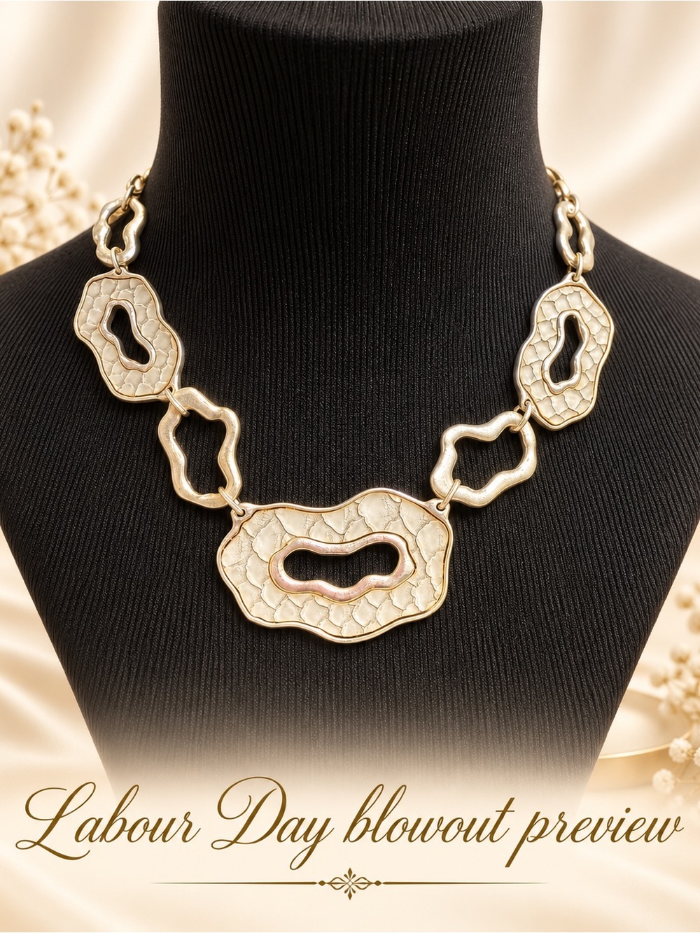 Gold & Taupe Serpent ABSTRACT Statement Necklace - Women Jewelry